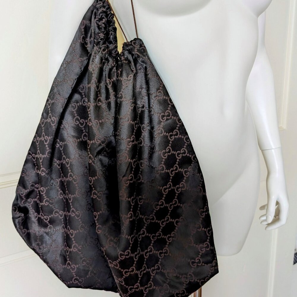 XL Gucci Italy Drawstring Dustbag for Shoes or Handbag Logo Monogram Large EUC
